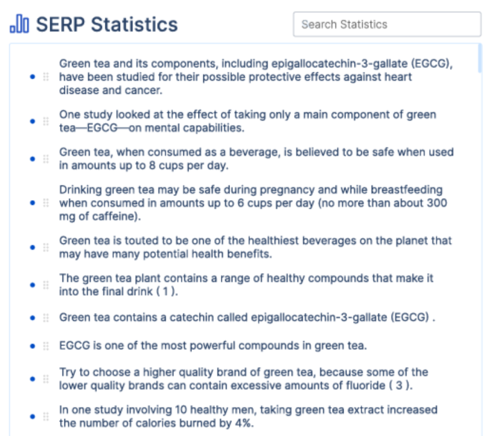 Adding SERP statistics into content using Scalenut.
