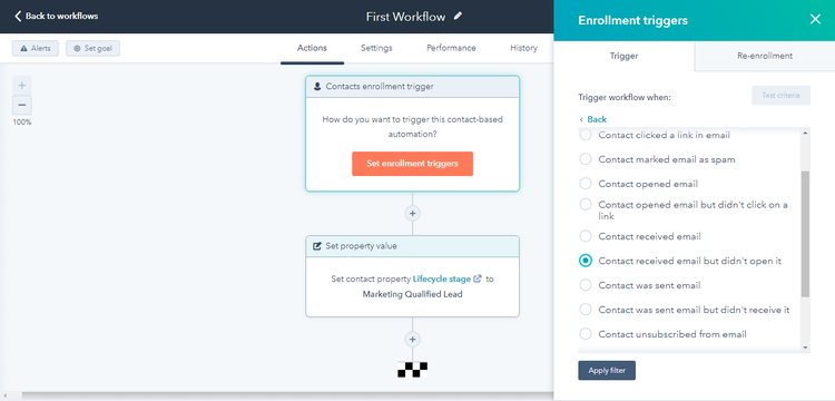 HubSpot Marketing Hub email automation workflow