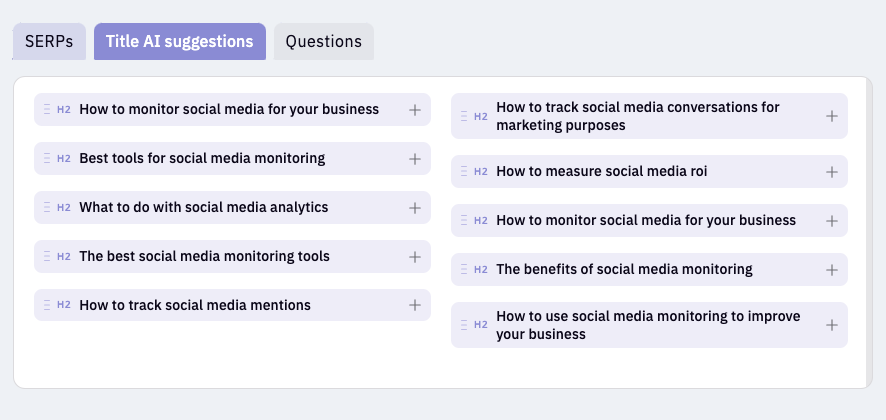 Keyword insights AI marketing tool screenshot