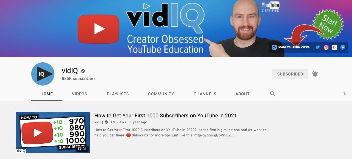vidIQ YouTube Channel - Best Marketing YouTube Channels