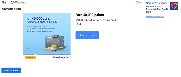Southwest Airlines Email Newsletter