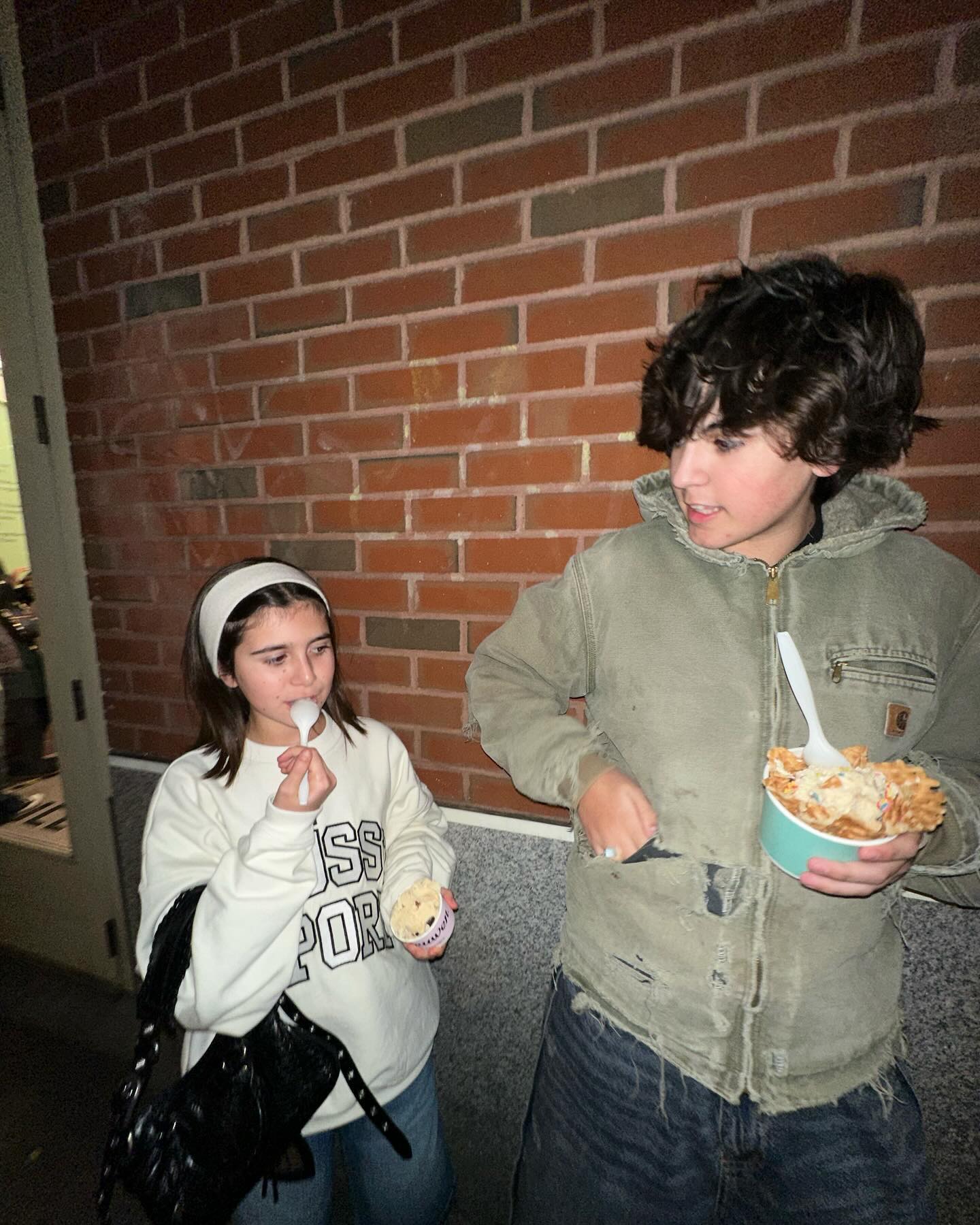 The siblings indulged in ice cream together