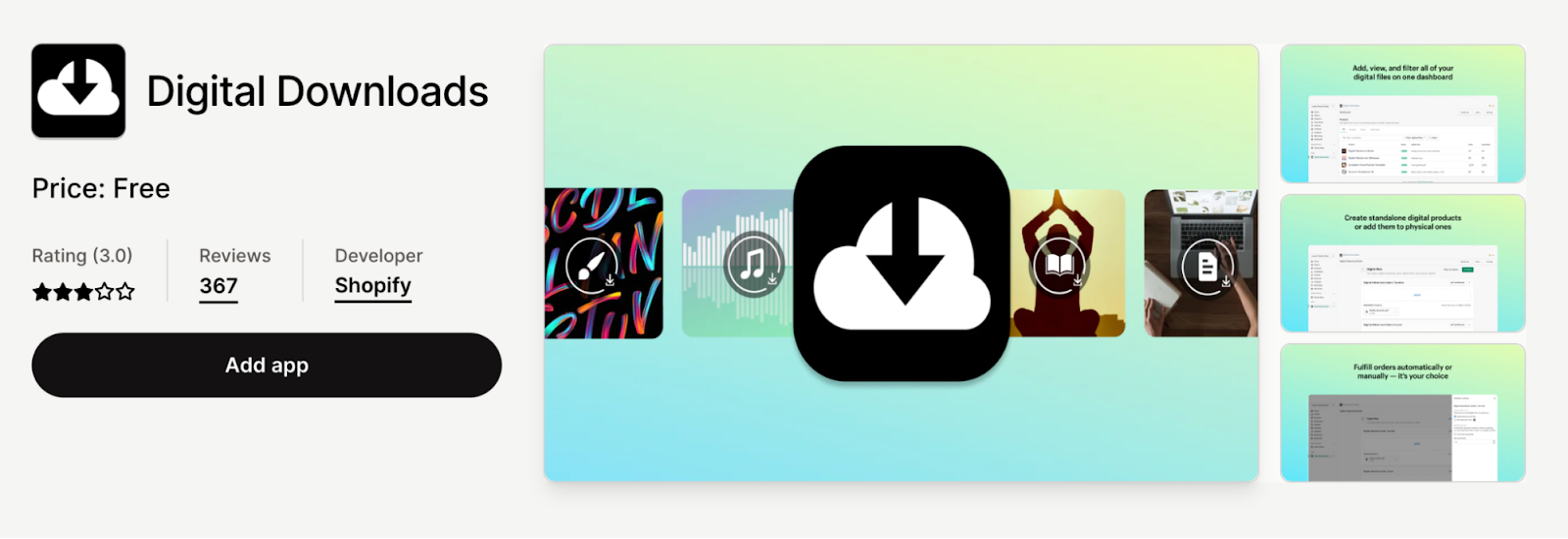 Digital Downloads app in the Shopify app store.