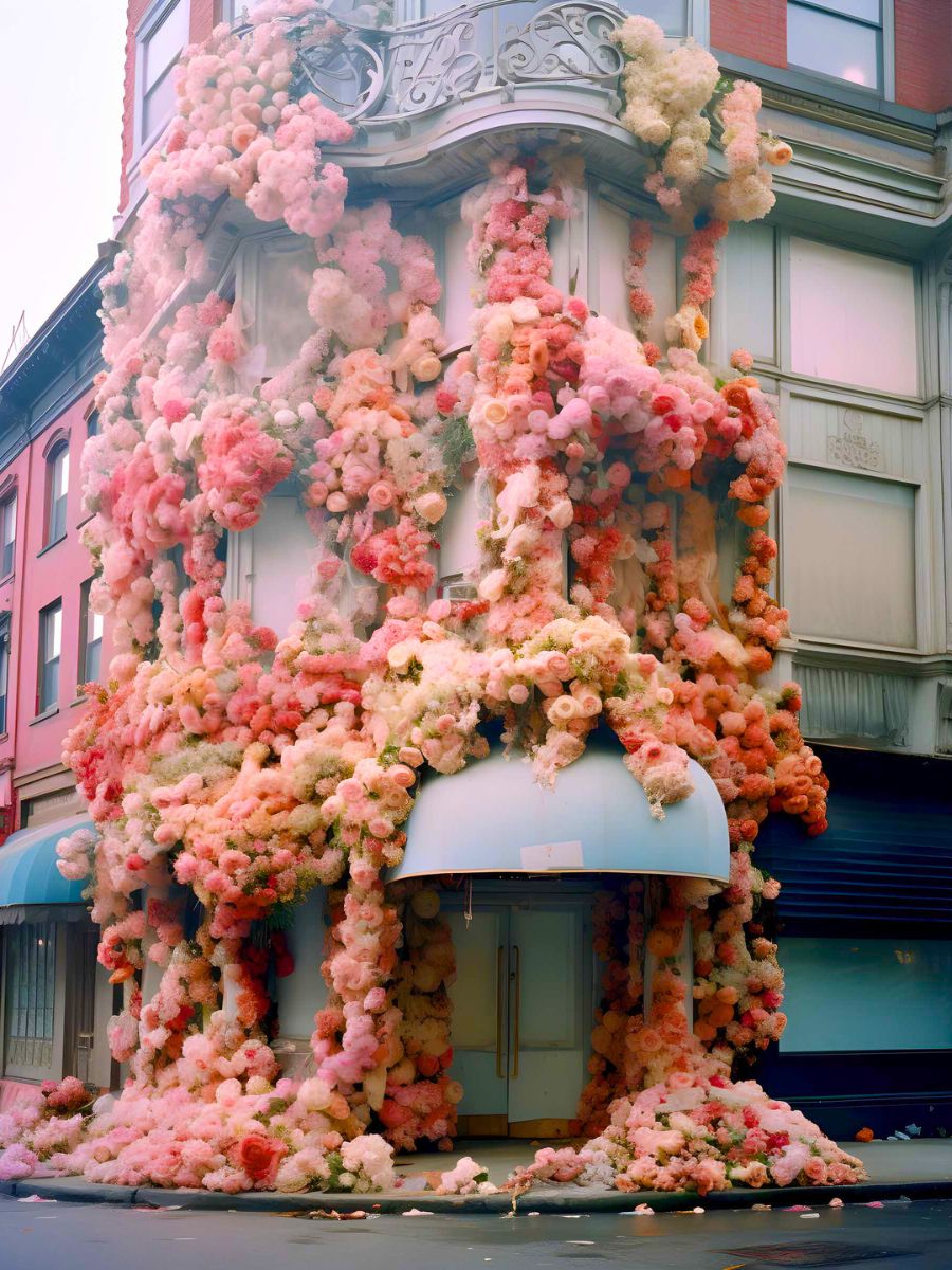 A flower building created with artificial intelligence