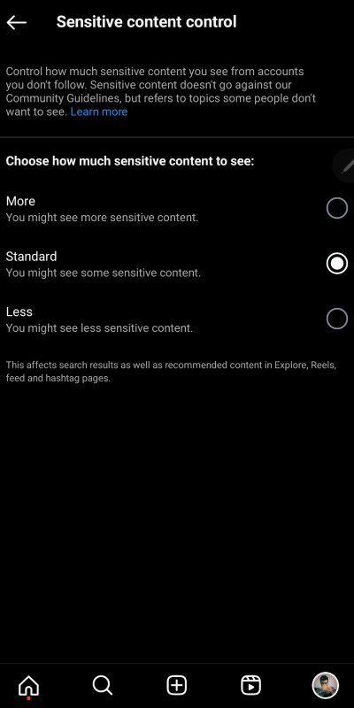 Instagram Clean Up Feed Sensitive Content Settings