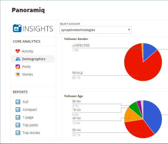 Panoramiq Insights core analytics by gender and age
