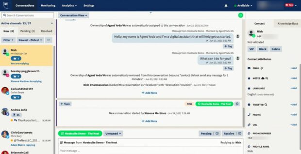 Sparkcentral by Hootsuite conversation view