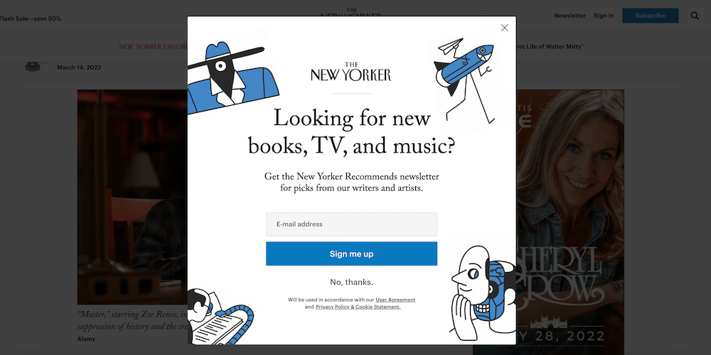 New Yorker Intrusive Popup