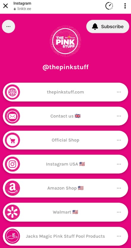 pink stuff bio link promotions