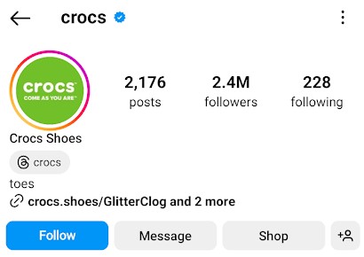 crocs bio link example