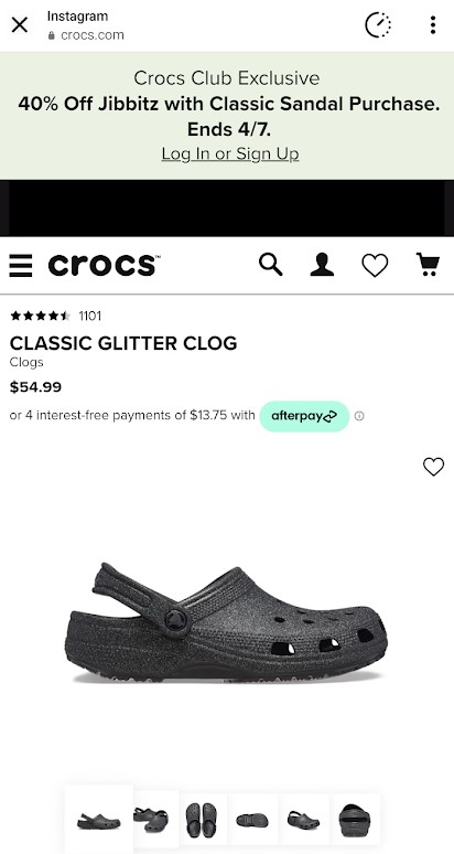 crocs product page example