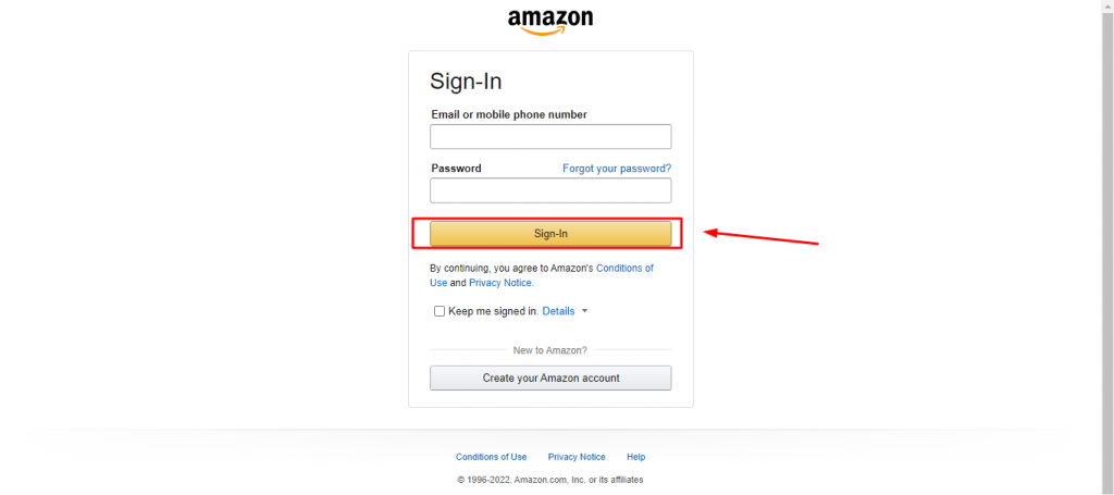 Amazon account login