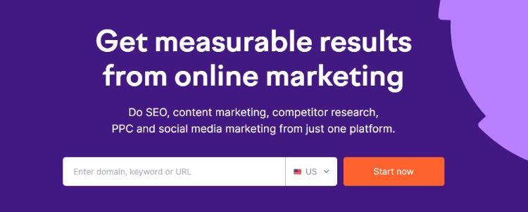 semrush homepage