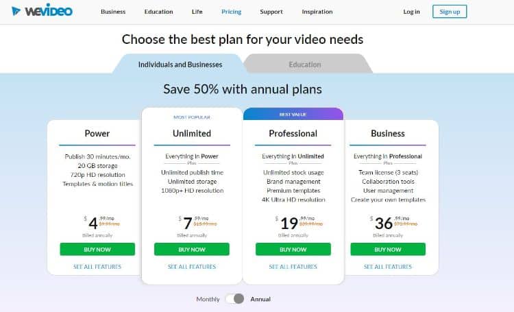 wevideo pricing