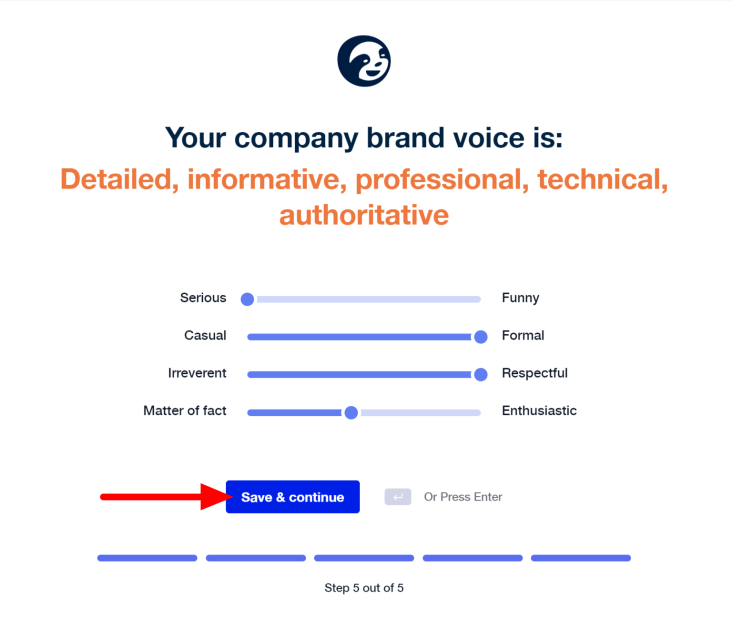 StoryChief identifying the brand voice.