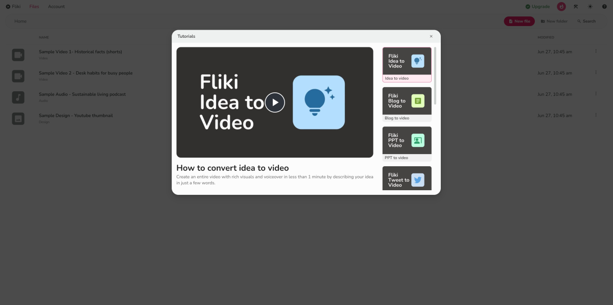 Tutorial videos from Fliki.