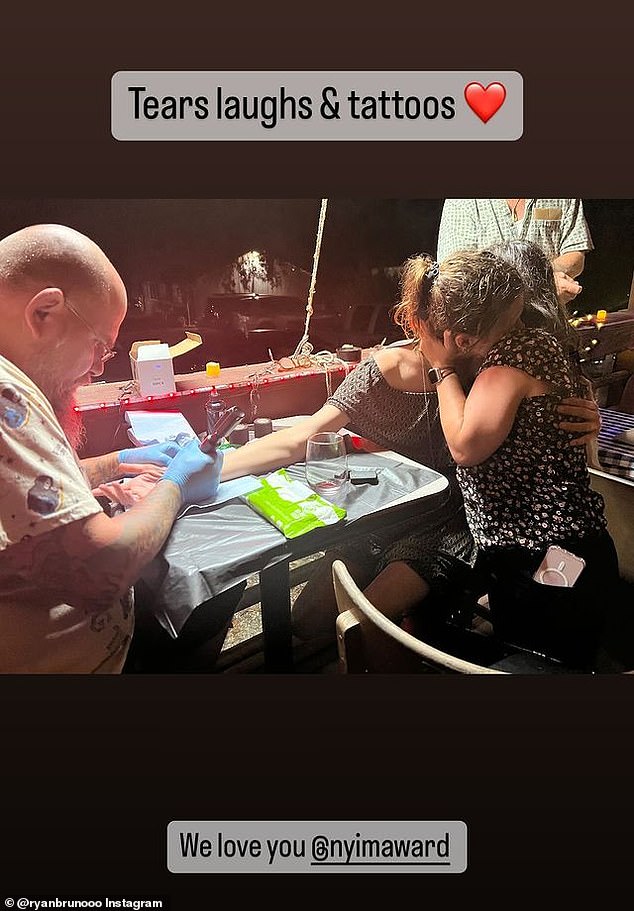 Friends and family members got matching diamond tattoos to match Nyima's inking at his funeral