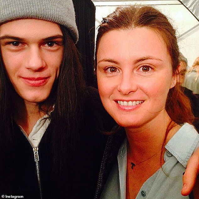 Goff is pictured with her son in 2015 - before his runway debut at Anna Sui