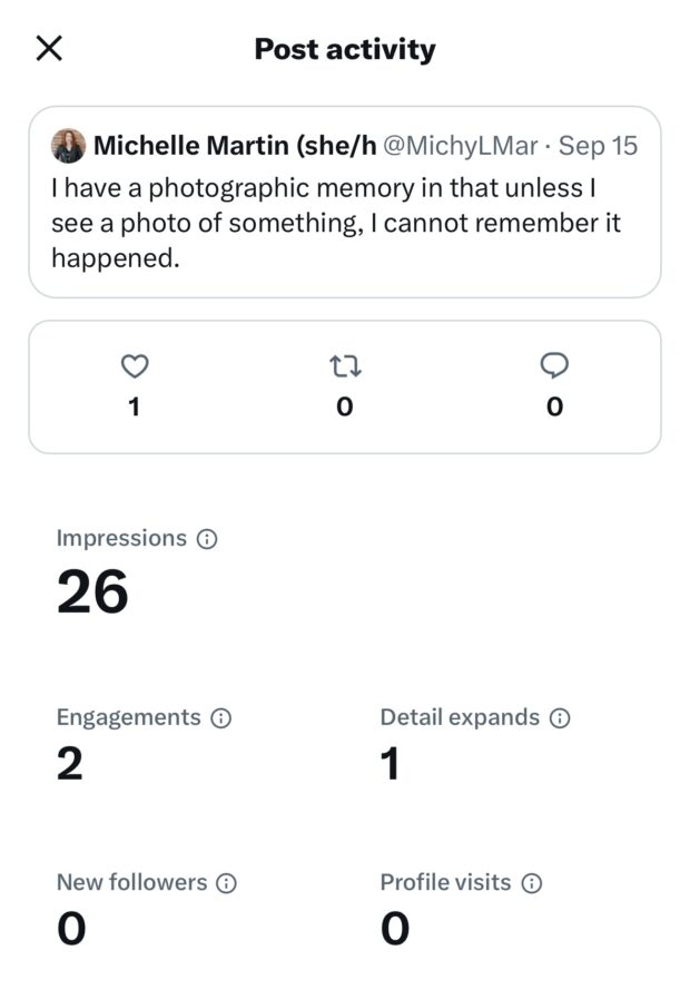 Post activity impressions and engagements