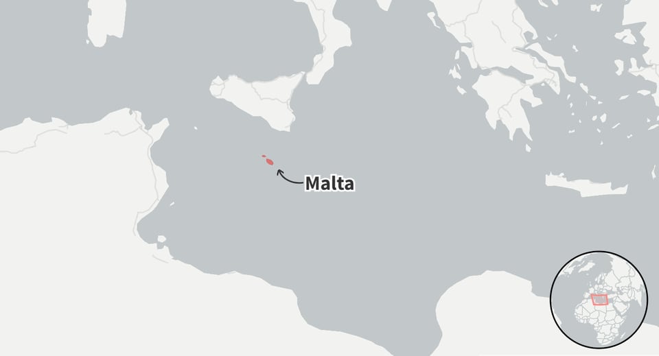 Malta is a Mediterranean country located south of Sicily.