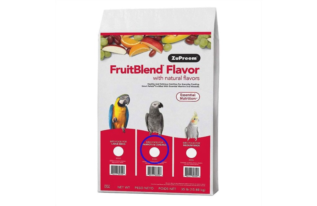 ZuPreem FruitBlend Flavor with Natural Flavors Daily Parrot & Conure Bird Food
