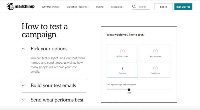 Mailchimp A/B Testing 