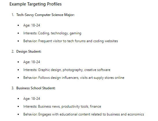 ChatGPT targeting profiles