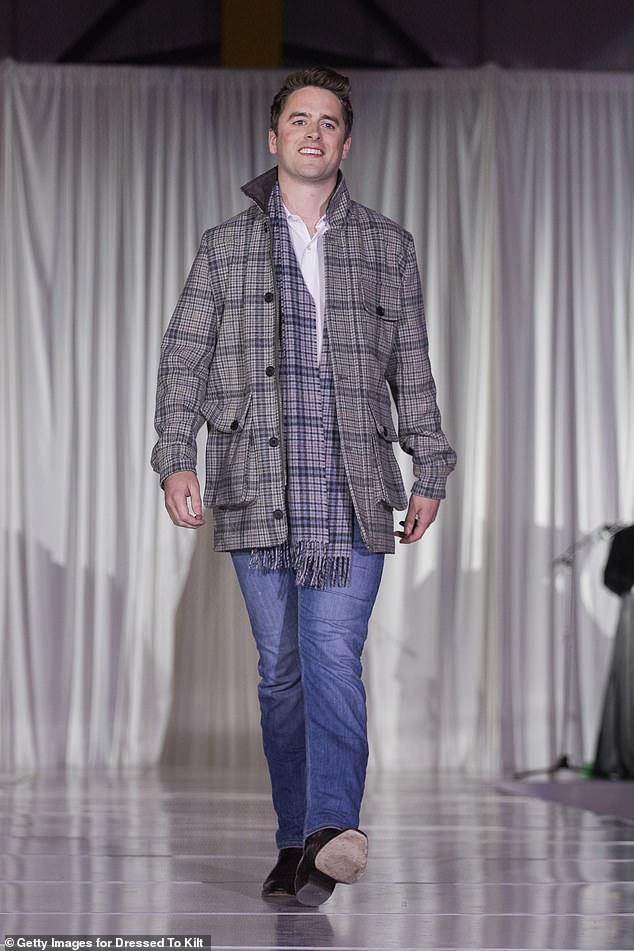 The viscount showed off his fun side as he walked the runway to raise money for the Friends of Scotland charity