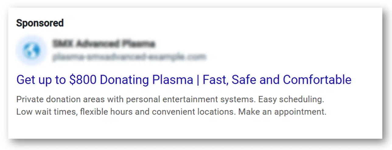 Google Ads - Well-differentiated RSA for plasma center