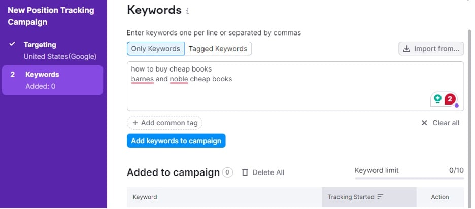 Position Tracking Semrush