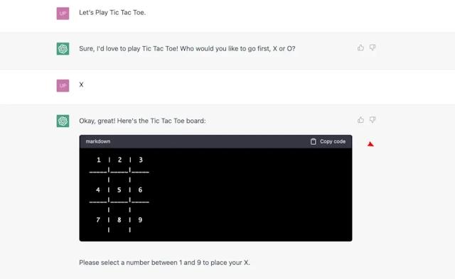 Tic Tac Toe ChatGPT 