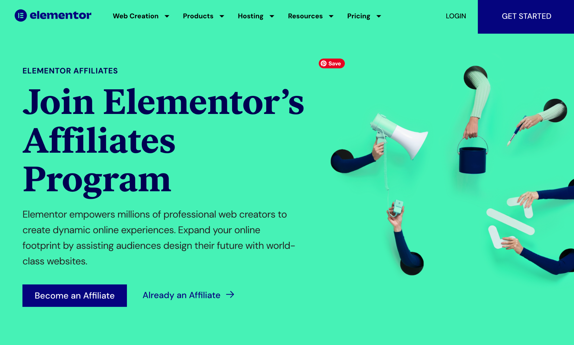 Elementor screen grab with teal background and designs.