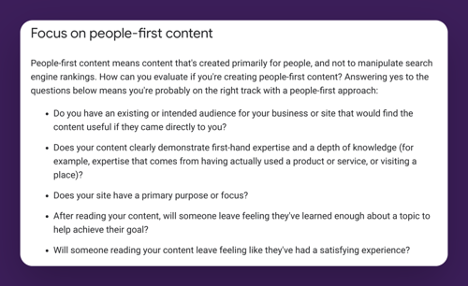 Focus on people first content