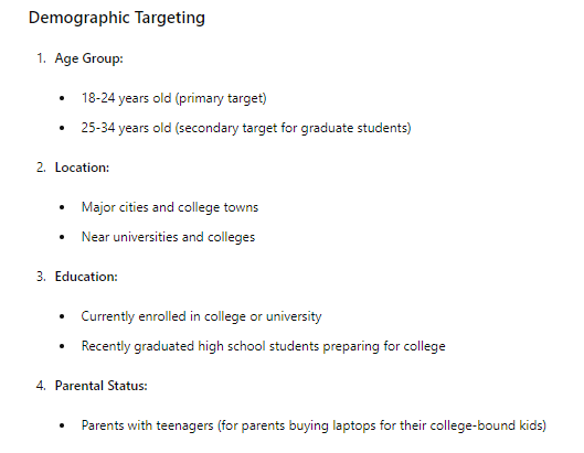 ChatGPT targeting options