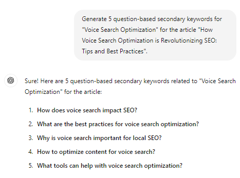 ChatGPT question-based keywords 