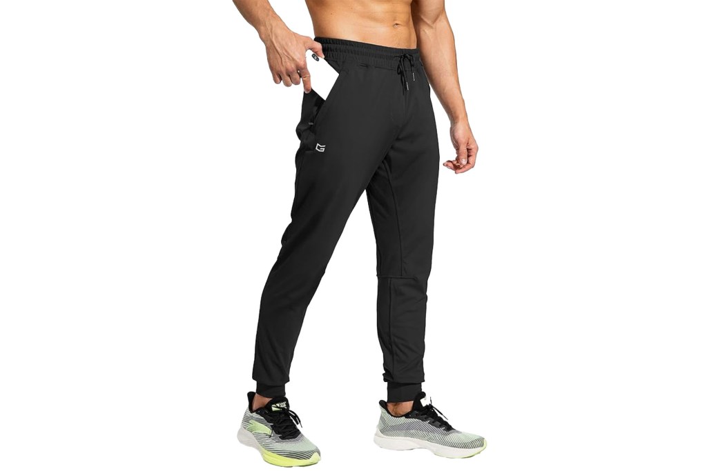 A man wearing black workout pants.