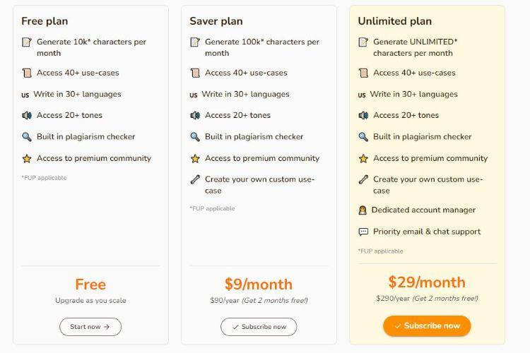 rytr pricing