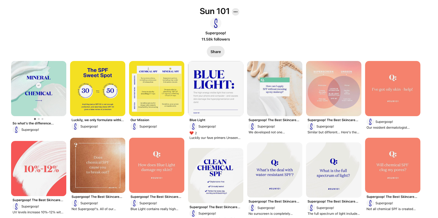 Pinterest board by brand Supergoop