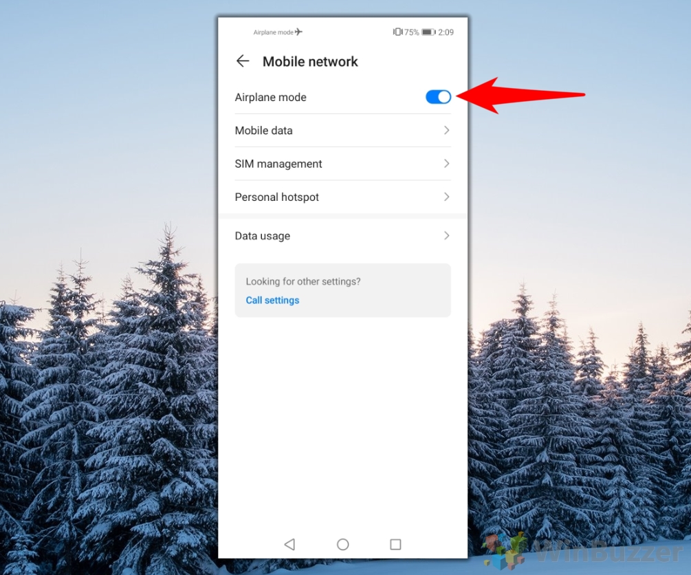 Android - Settings - Mobile Network - Airplane Mode