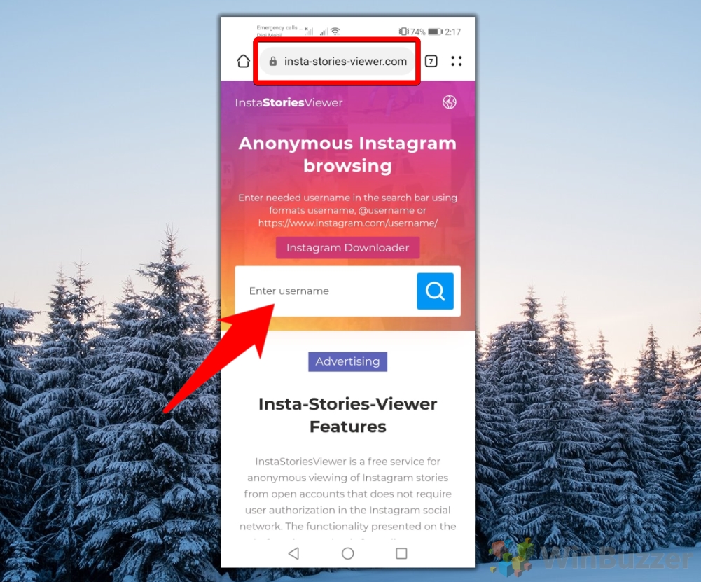 Android - Browser - InstaStoriesViewer - Enter Username