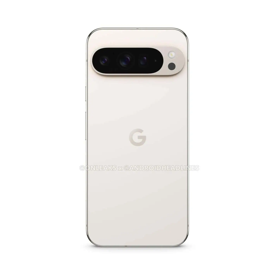 A render of the base Pixel 9 in Porcelain.