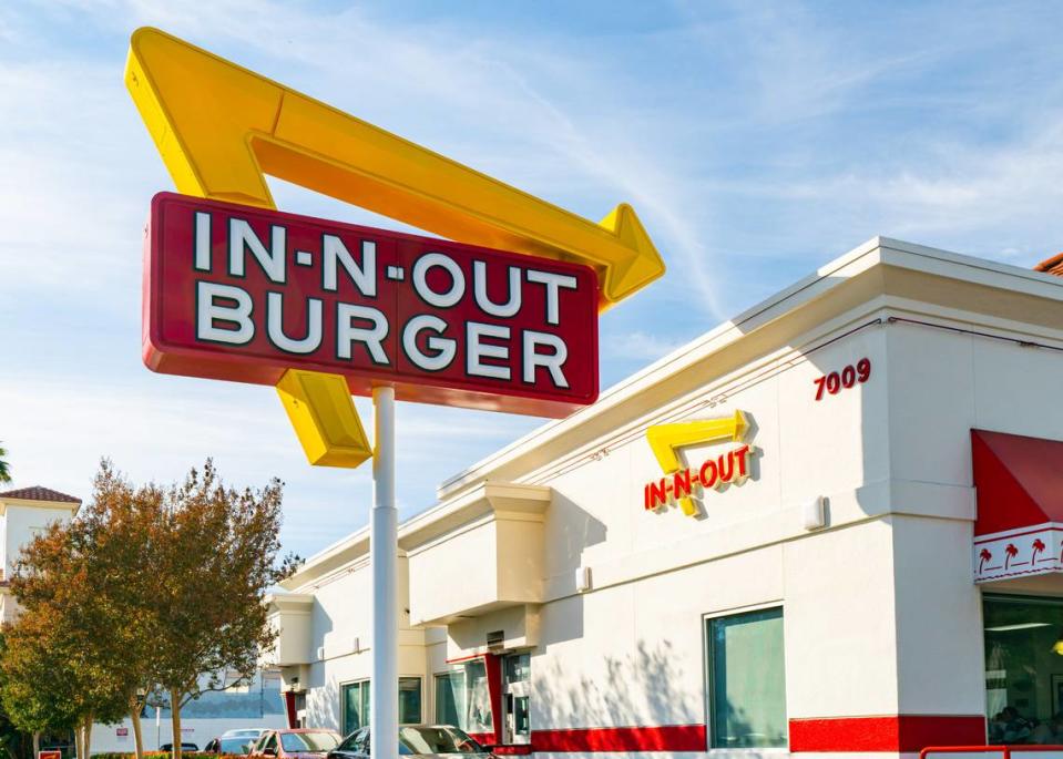 A general view of the In-N-Out Burger on Sunset Blvd on October 21, 2021, in Hollywood. In-N-Out is among the top 10 employers in California, according to a new Forbes study.