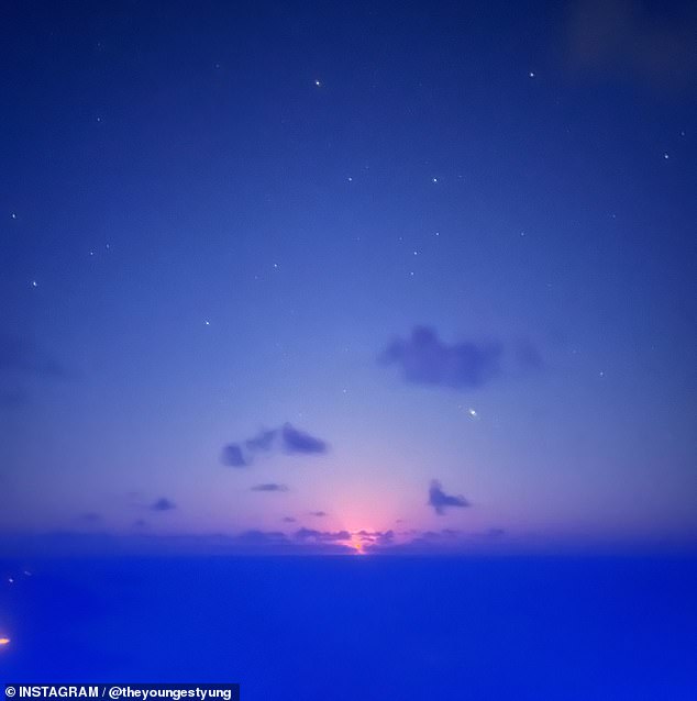 She also shared a photo of a stunning, blue sunset