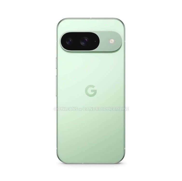 A render of the base Pixel 9 in Green.