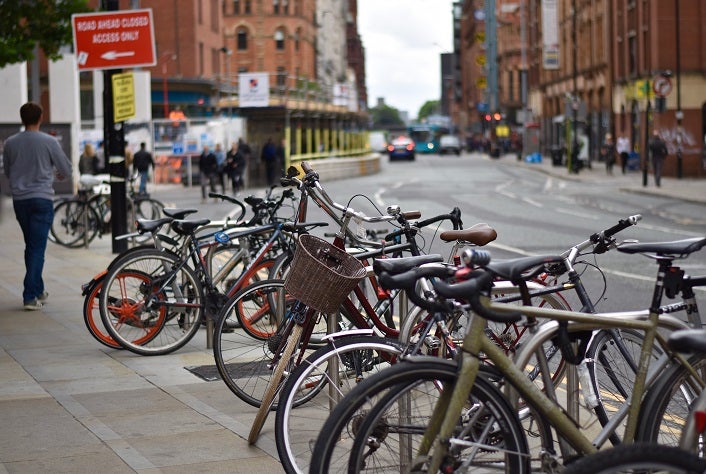 Bicycles On Street In City