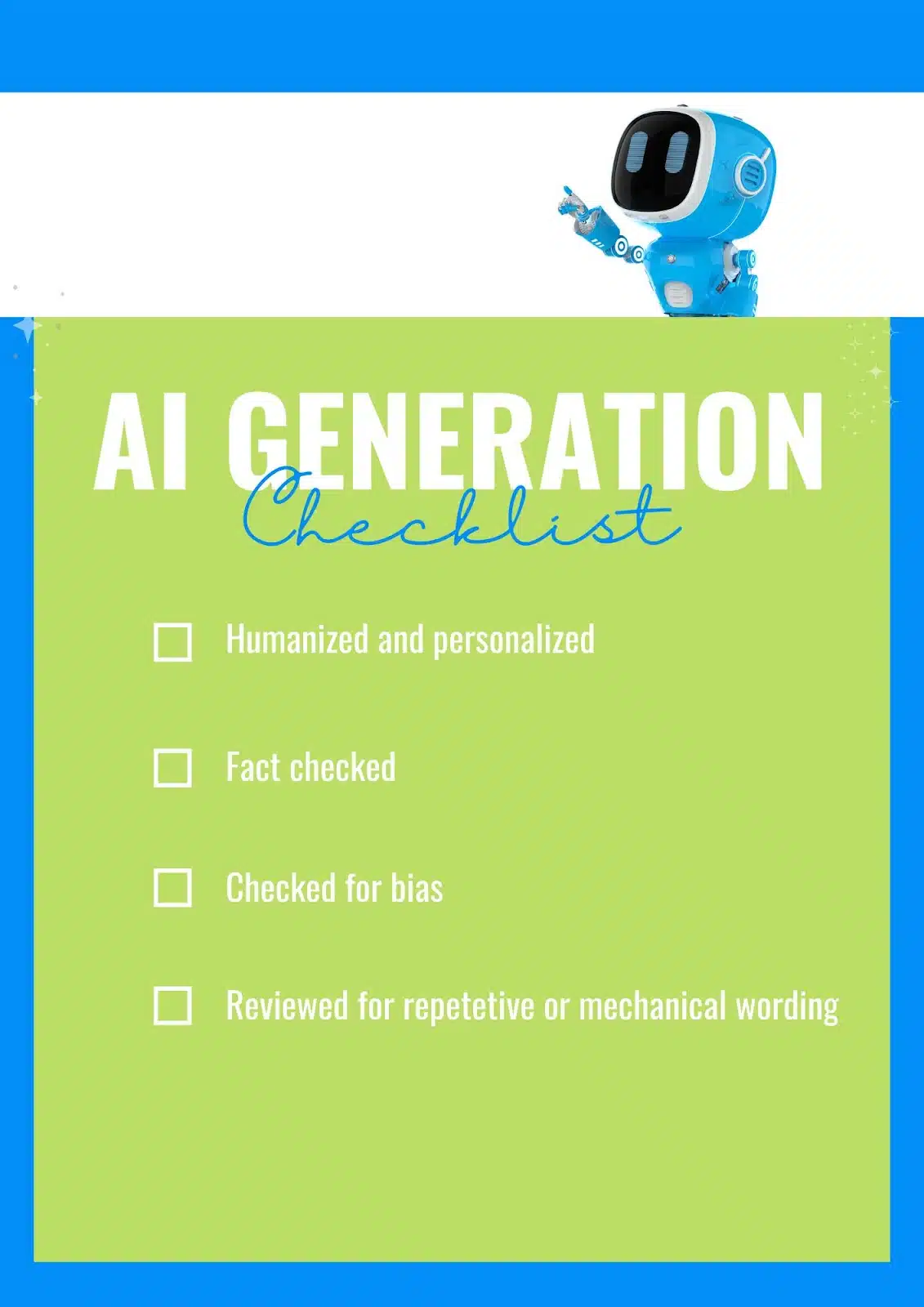 Checklist- Human vs. AI content generation