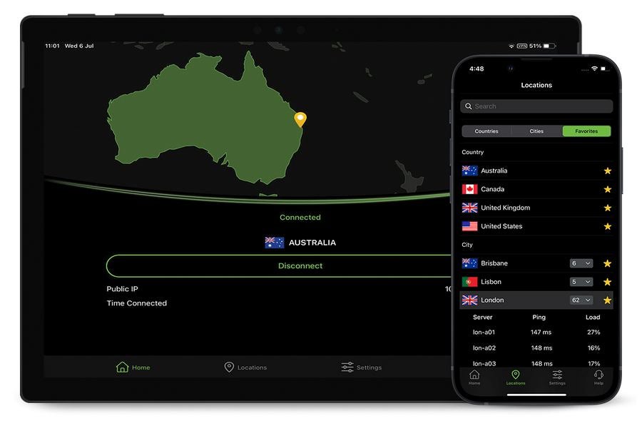 IPVanish allows for unlimited simultaneous VPN connections and installations.