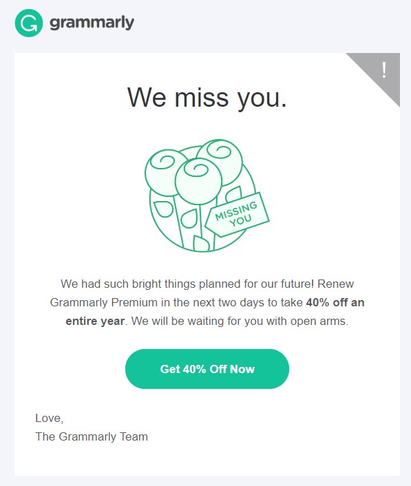 Grammarly's green CTA example 