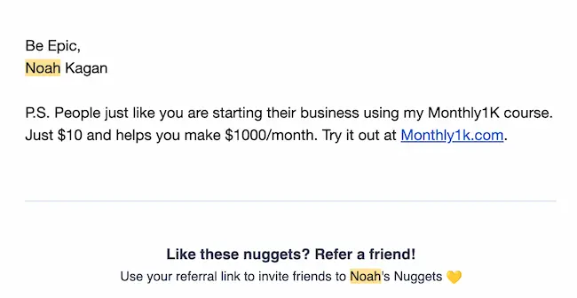 Example of a tripwire offer from Noah Kagan.