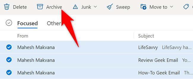 Archiving emails in Microsoft Outlook.